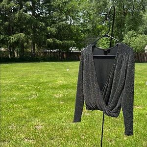 Free Press Glittery Black Dress Dance Top Women's Small EUC No Call outs